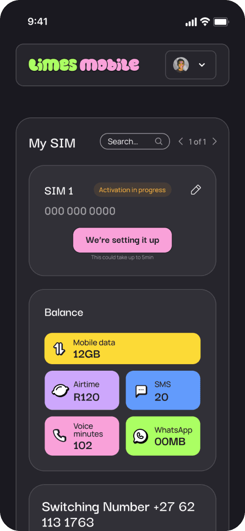 Limes Mobile app screen